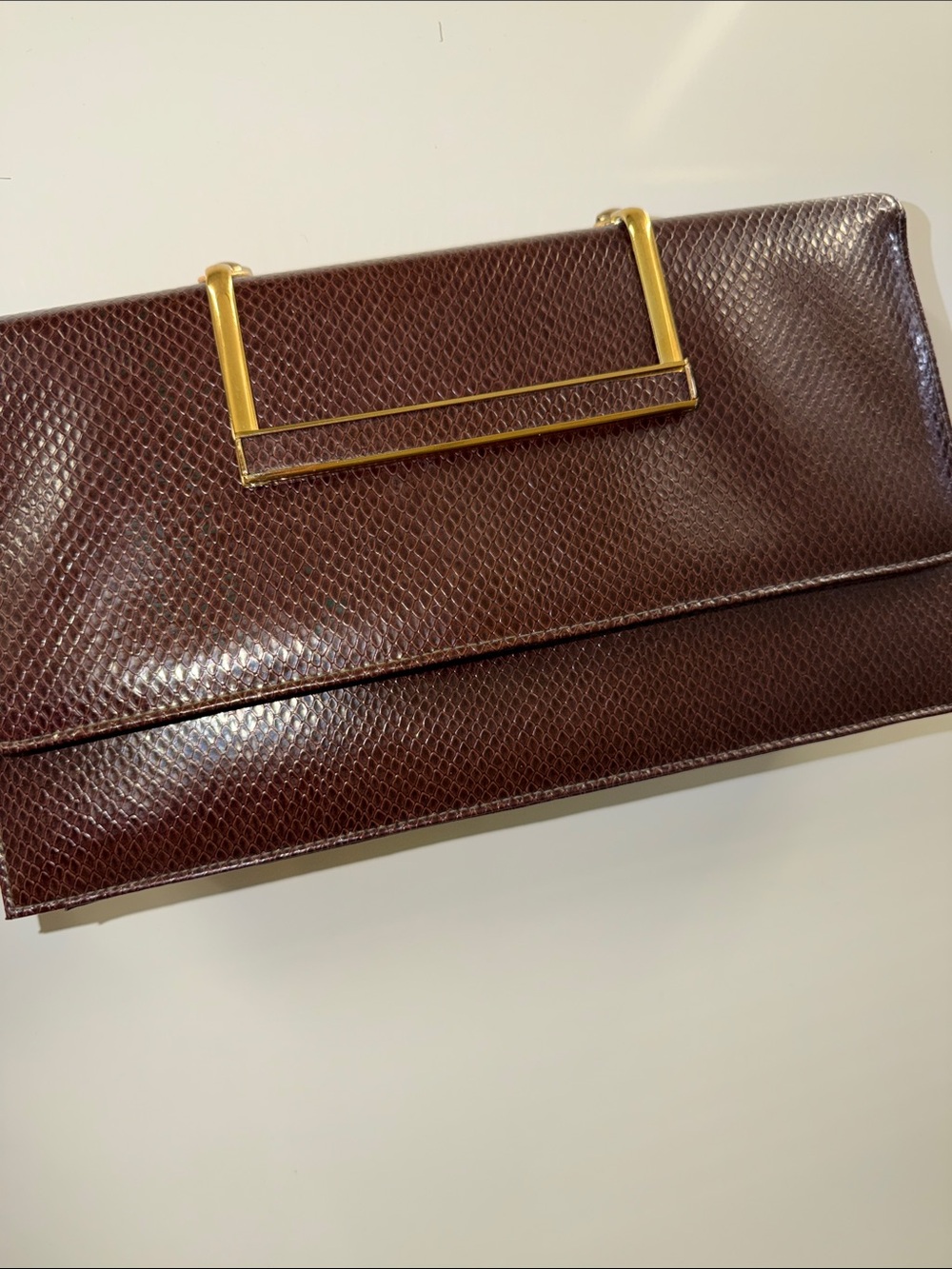 Vintage Ande’ Brown Faux Leather Embossed Clutch & Bag